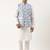 White cotton blue tie dye jacket with white kurta