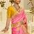 Pink zari embroidered mirror and beads work saree with blouse