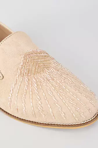 Pink woven leather mens juttis