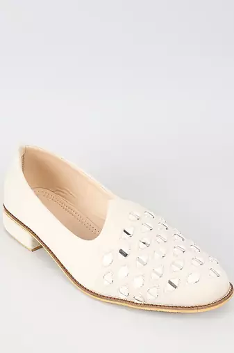 White woven leather mens juttis