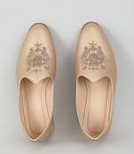 Gold  woven leather mens juttis