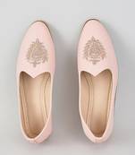 Pink woven leather mens juttis