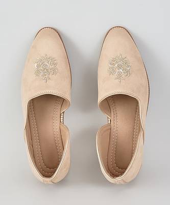 Pink woven leather mens juttis 1