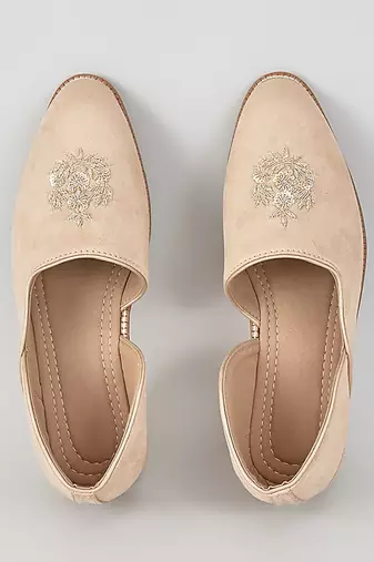 Pink woven leather mens juttis