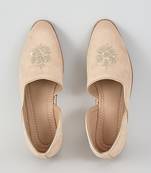 Pink woven leather mens juttis