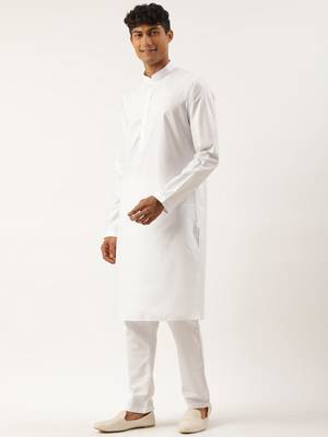 White cotton blue tie dye jacket with white kurta 3