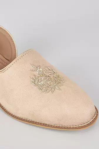 Pink woven leather mens juttis