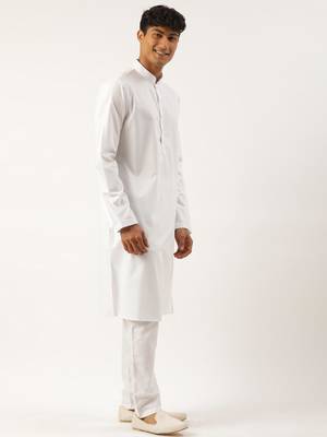 White cotton blue tie dye jacket with white kurta 4