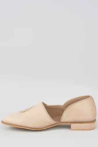 Pink woven leather mens juttis