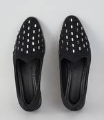 Black woven leather mens juttis