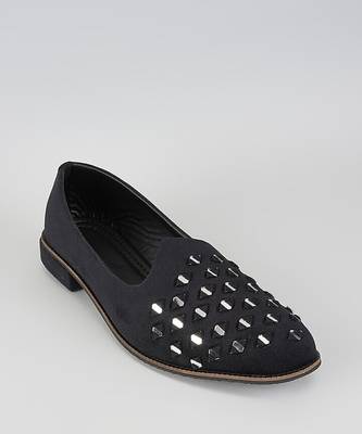 Black woven leather mens juttis 4
