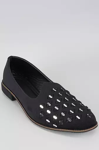 Black woven leather mens juttis