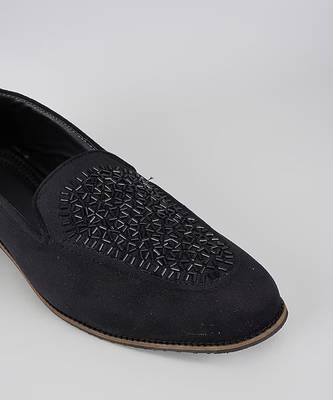 Black woven leather mens juttis 2