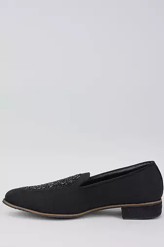 Black woven leather mens juttis