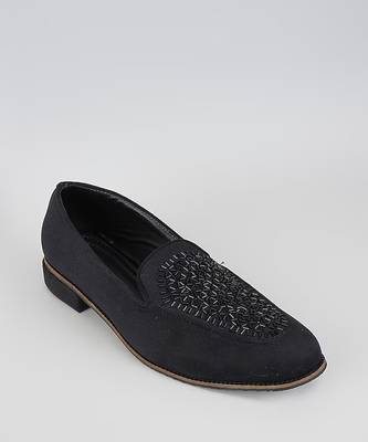 Black woven leather mens juttis 4