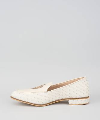 White woven leather mens juttis 3