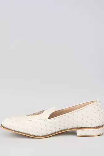 White woven leather mens juttis