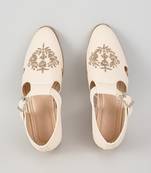 White woven leather mens juttis