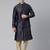 Navy blue brocade jacket and kurta set