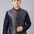 Midnight blue banarasi brocade jacket with mid night blue kurta set