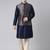 Midnight blue banarasi brocade jacket with mid night blue kurta set
