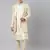 Cream printed lapel style jacket with cream gold motif kurta