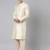 Cream printed lapel style jacket with cream gold motif kurta