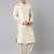 Cream printed lapel style jacket with cream gold motif kurta