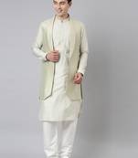 Light green lapel style jacket with kurta