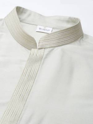 Light green lapel style jacket with kurta 2