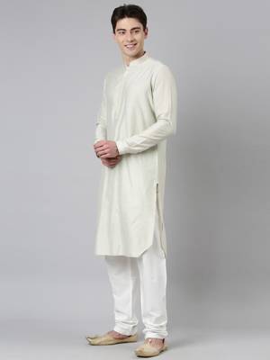 Light green lapel style jacket with kurta 4