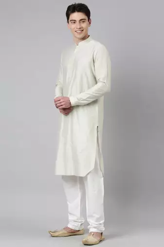 Light green lapel style jacket with kurta