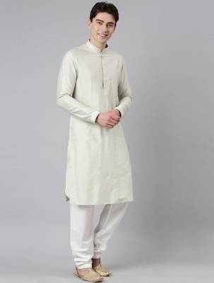 Light green lapel style jacket with kurta 5