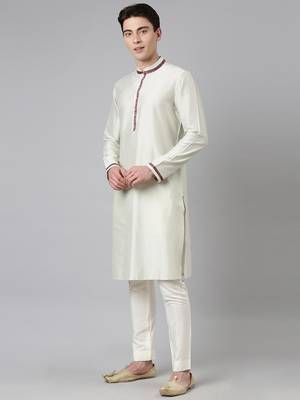 Red printed jacket with green kurta 3
