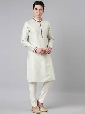Red printed jacket with green kurta 4