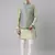 Lime green blue jacquard quilted jacket with green short kurta