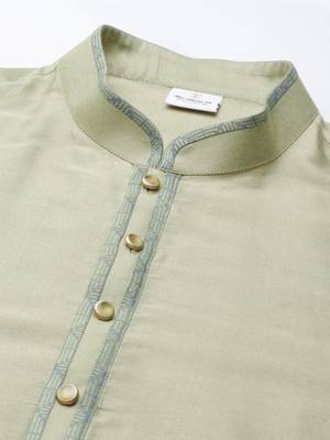 Lime green blue jacquard quilted jacket with green short kurta 2