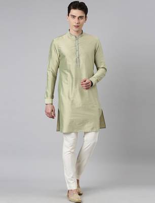 Lime green blue jacquard quilted jacket with green short kurta 4