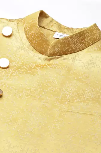 Mustard jacquard jacket with kurta set