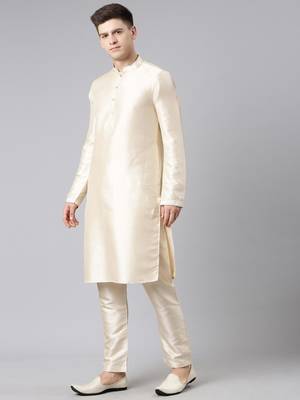 Ivory gold jacquard jacket with ivory kurta 4