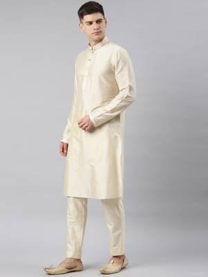 Beige gold jacquard jacket w ivory kurta 3