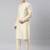 Beige gold jacquard jacket w ivory kurta