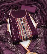 Women's purple embroidered dress material