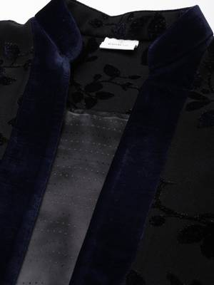 Navy jacquard kurta set 2