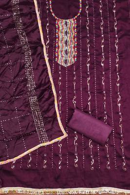 Women's purple embroidered dress material 3