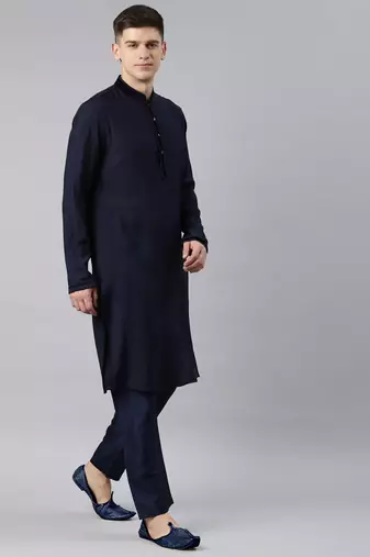 Navy jacquard kurta set