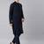 Navy jacquard kurta set