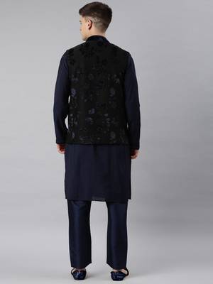 Navy jacquard kurta set 5