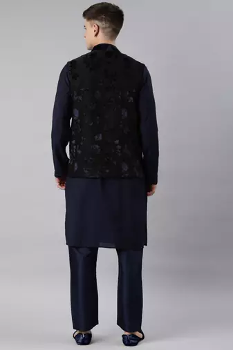 Navy jacquard kurta set