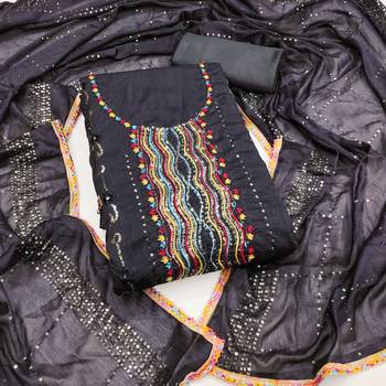 Women's black embroidered dress material 1